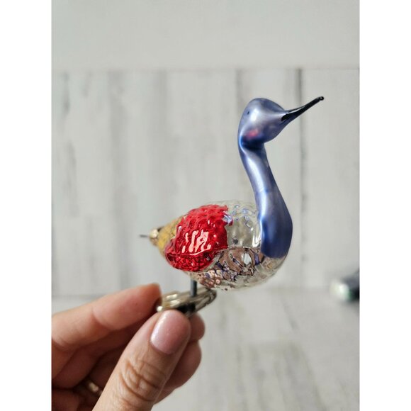 Vintage Germany Mercury glass swan clip bird goose ornament axis tree - Picture 2 of 10